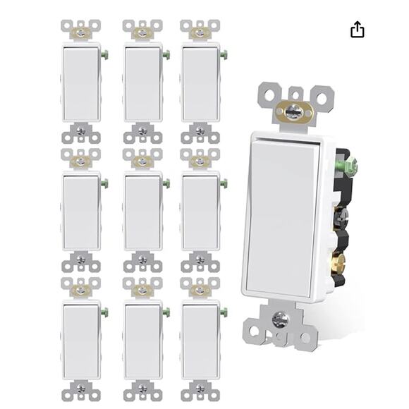 4 Way Switch Decorative Light Switch ONLY-(8 Pack, Glossy White) - Picture 1 of 4